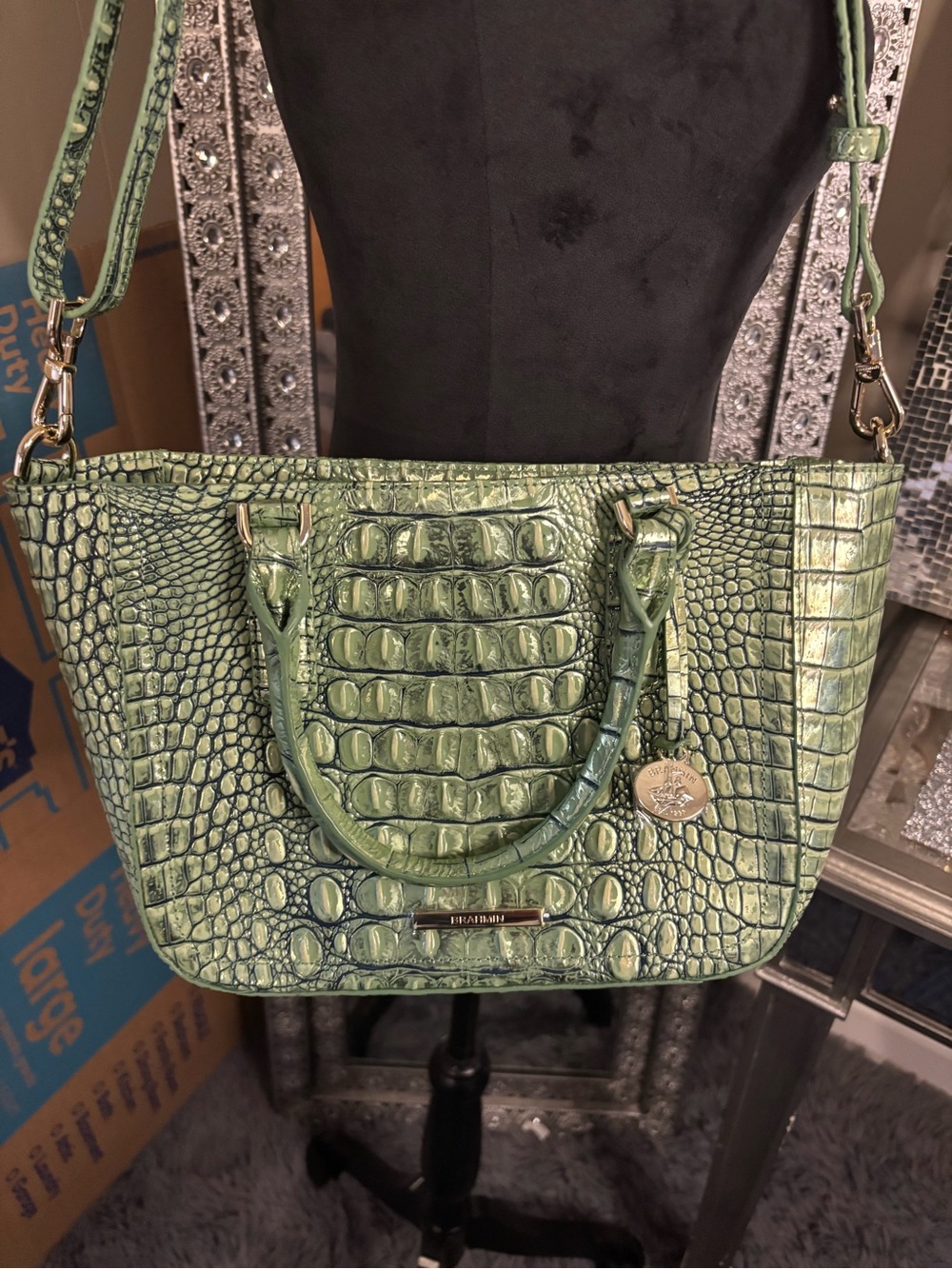⭐️Brahmin Green Croc-Embossed Satchel